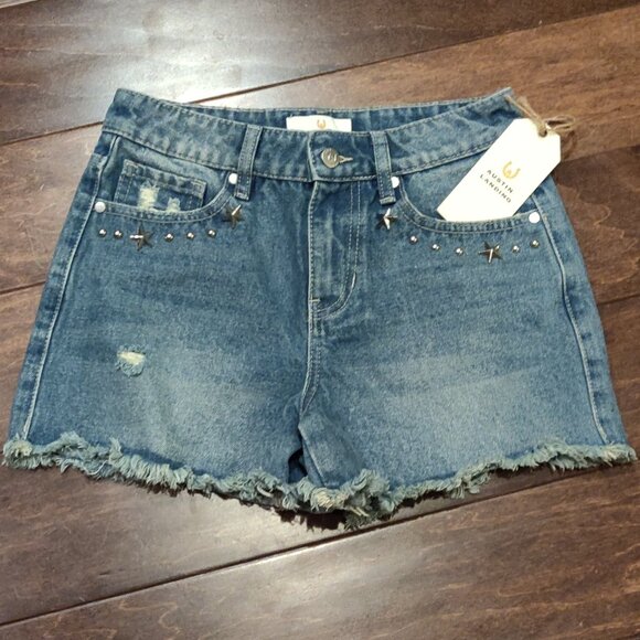 Austin Landing Denim High Rise Star Studded Distressed Shorts 1/25 NEW WITH TAGS - Picture 1 of 6